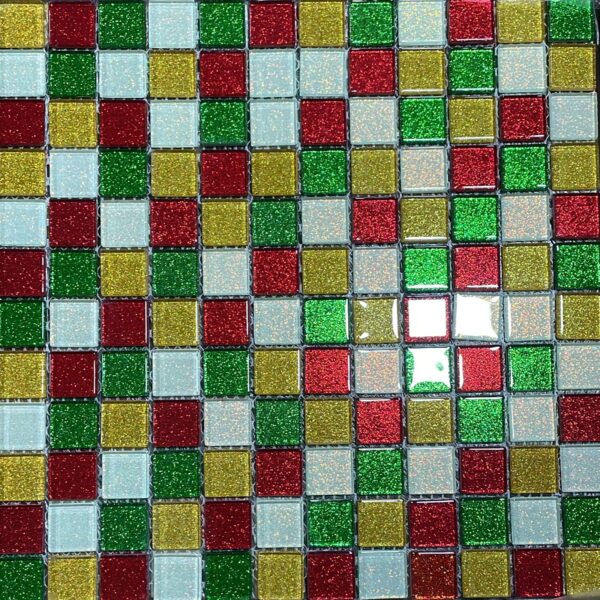 MOSAICO CRISTAL MIX  GLITTER rojo, dorado, verde, plateado COD: MIX CR26